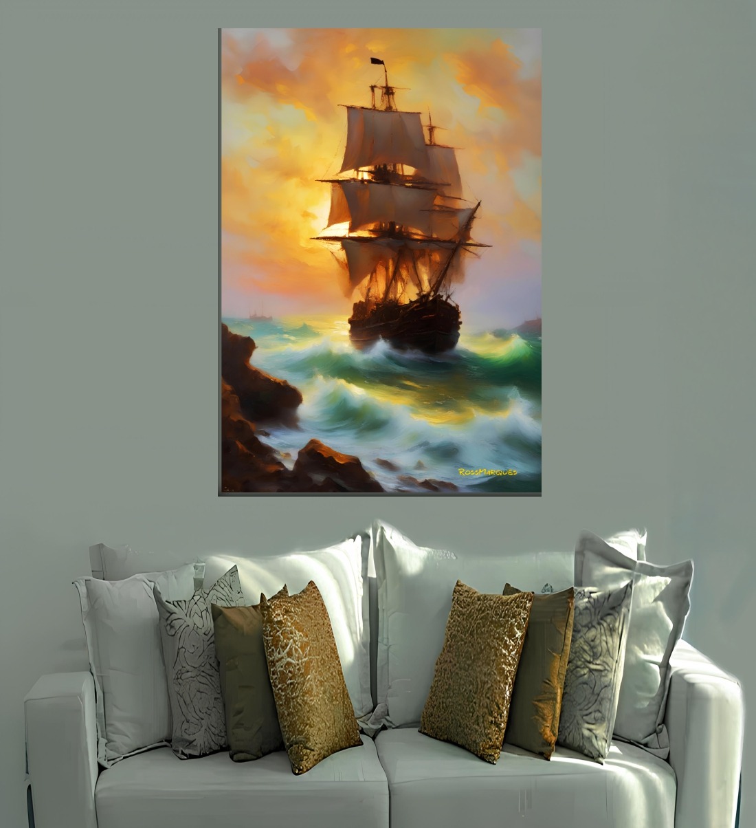 Caravela ondas e pedras Quadro em Tela (canvas) 1 Caravela ondas e pedras Quadro em Tela (canvas)