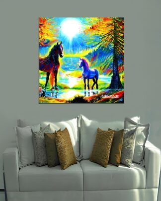 Cavalos coloridos Quadro em Tela (canvas)