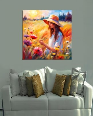 Colhendo flores Quadro em Tela (canvas)
