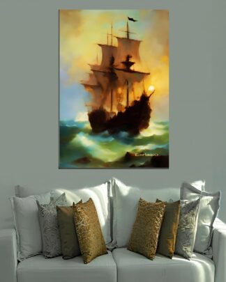 Galeão com marujos Quadro em Tela (canvas)