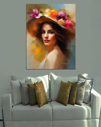 Chapéu com flores Quadro em Tela (canvas)