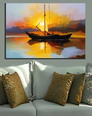 Barco, por do sol Quadro em Tela (canvas)