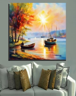 Barcos de pescadores Quadro em Tela (canvas)