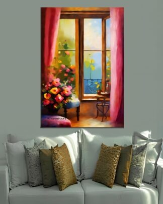 Janela florida Quadro em Tela (canvas)