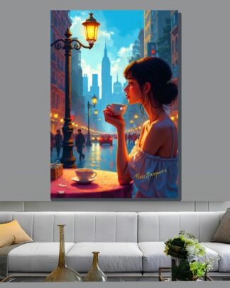 Café na Praça Quadro em Tela (canvas)