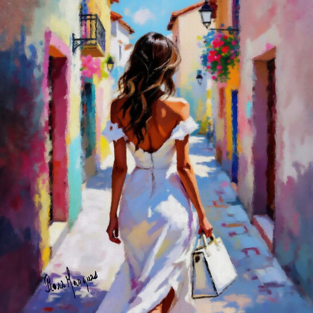 Garota do vestido branco Quadro em Tela (canvas) 2 Garota do vestido branco Quadro em Tela (canvas) - Imagem 2