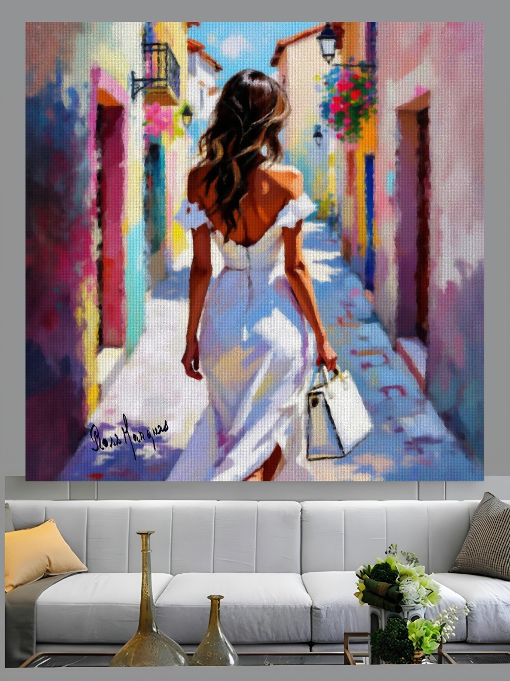 Garota do vestido branco Quadro em Tela (canvas) 1 Garota do vestido branco Quadro em Tela (canvas)