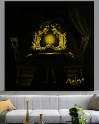 Casal a luz de vela Quadro em Tela (canvas)